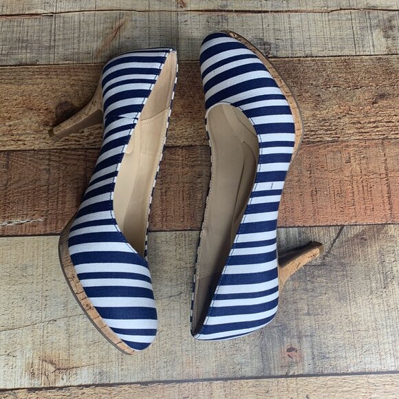 Kelly & Katie Dorotha Navy/White Striped Heel US 9.5M - Picture 1 of 9
